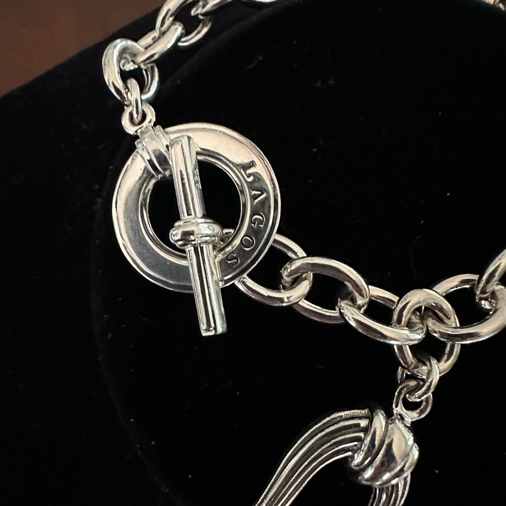 NWP Lagos Sterling Silver Fluted Open Heart On Charm Bracelet MSRP$450 Pristine - Picture 4 of 11